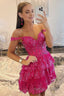 Short A Line Sweetheart Tiered Homecoming Dress