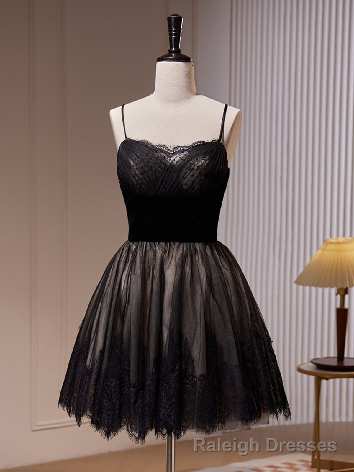 Short Black Lace Prom Dresses, Short Black Lace Formal Homecoming Dres
