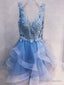 Short Blue Lace Prom Dress Short Blue Lace Homecoming Graduation Prom Dress