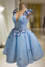 Short Blue Party Dress Homecoming Dress