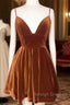 Short Burnt Orange Velvet Homecoming Dress