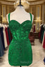 Short Green Sequin Pattern Homecoming Dress