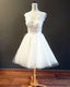Short Lace Embroidery V Neck Wedding Dresses