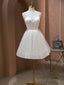 Short Light Champagne Prom Dresses, Light Champagne Short Formal Homecoming Dresses