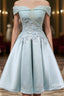 Short Off Shoulder Prom Homecoming Dress Lace Embroidery