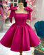 Short Satin Bow Straps Mini Dress Short Prom Prom Dresses