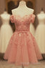 Short Tulle Homecoming Dress Lace Embroidery Off The Shoulder