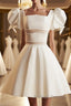 Short White Beaded Prom Dresses, Short White Beaded Formal Homecoming Dresses