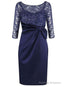 Short Zipper Sheath Homecoming Dresses Bateau Beading Homecoming Dresses Short/Mini 3/4 Sleeves Satin Homecoming Dresses