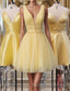 Princess A Line Short Yellow Homecoming Dresses