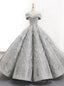 Silver Ball Gown Sequins Off The Shoulder Backless Wedding Dress