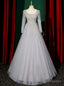 Silver Gray Tulle Long Sleeve Beading Sequins Prom Dress