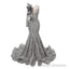 Silver Mermaid One Sleeve Prom Dresses Sequined Lace Jewel Ruffles Prom Prom Dress with Appliques