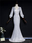 Silver Mermaid Sequins V Neck Long Sleeve Prom Dress