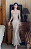 Silver Mermaid Spaghetti Strap Sequin Prom Dress Shimmer Evening Gown