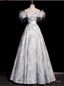 Silver Off the Shoulder Feather Prom Dress