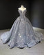 Silver Sequin Ball Gowns Off The Shoulder