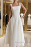 Simple A-Line Chiffon Short Ivory Prom Dress, Simple Ivory Bridesmaid Dress