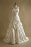 Simple A-Line Satin Lace Prom Dresses Long Sweetheart Neck White Beaded Wedding Dresses