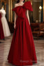 Simple A-Line Strapless Red Floor Length Prom Dresses