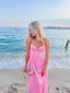 Simple A-Line Straps Long Pink Prom Dresses Prom Dress