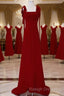 Simple A Line Straps Long Red Prom Dress Evening Dress
