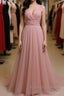 Simple A Line V Neck Pink Tulle Prom Dresses Long Bridesmaid Dresses V Neck Pink Prom Dresses Pink Prom Dresses