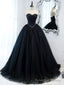 Simple Black Sweetheart Neck Tulle Long Prom Dress, Black Prom Dresses
