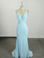 Simple Blue Mermaid Long Prom Dress, Blue Prom Dress