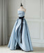 Simple Blue Satin Long Prom Dress, Blue Long Prom Dress