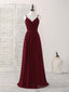 Simple Burgundy Chiffon Long Prom Dress, Burgundy Prom Dress