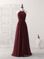 Simple Burgundy Chiffon Long Prom Dress, Burgundy Prom Dress