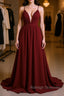 Simple burgundy chiffon Prom Dresses Long burgundy Prom Dresses