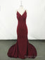 Simple Burgundy Mermaid Long Prom Dress, Burgundy Prom Dress