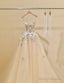 Simple Champagne A-Line Spaghetti Straps Tulle Applique Prom Dresses Long Sweet Wedding Dresses