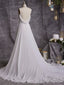 Simple Chiffon Beach Wedding Dress Spaghetti Straps Sleeveless Ruched