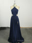 Simple Chiffon Blue Long Prom Dress, Blue Prom Dress