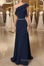 Simple chiffon dark blue long prom Dresses bridesmaid Dresses