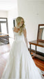 Simple Classic White A-Line Strap Satin Tulle Prom Dresses Long Wedding Dresses