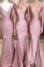 Simple Dusty Rose Cheap Mermaid Long Bridesmaid Dresses Online