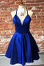 Simple Halter Royal Blue Short Homecoming Dresses
