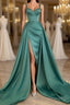 Simple Long A Line Sweetheart Satin Prom Dresses With Slit