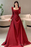 Simple Mermaid Long Sleeves Burgundy Floor Length Prom Dress