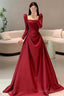 Simple Mermaid Long Sleeves Burgundy Floor Length Prom Dresses