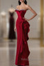 Simple Mermaid Off The Shoulder Neckline Burgundy Sequin Long Prom Dresses