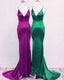 Simple Mermaid Satin V Neck Bridesmaid Dress