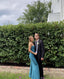 Simple Mermaid Strapless Floor Length Sleeveless Blue Prom Dresses