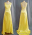 Simple Mermaid V Neck Yellow Backless Long Prom Dress