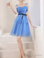 Simple Mini/Short Blue Prom Dresses Cute Blue Homecoming Dress