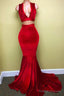Simple Prom Dresses,Red Prom Dresses,Two Pieces Prom Dresses